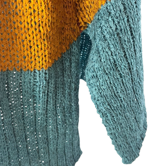 Women’s Oversized Knit Sweater Multicolor Striped V-Neck XL - Picture 5 of 11